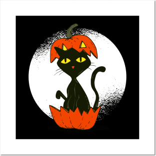 Cat in Pumpkin Posters and Art